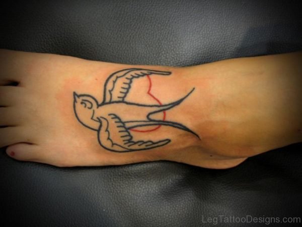 Swallow Bird Tattoo On Foot