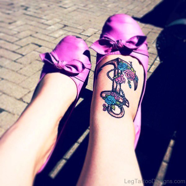 Sweet Anchor Tattoo On Foot 