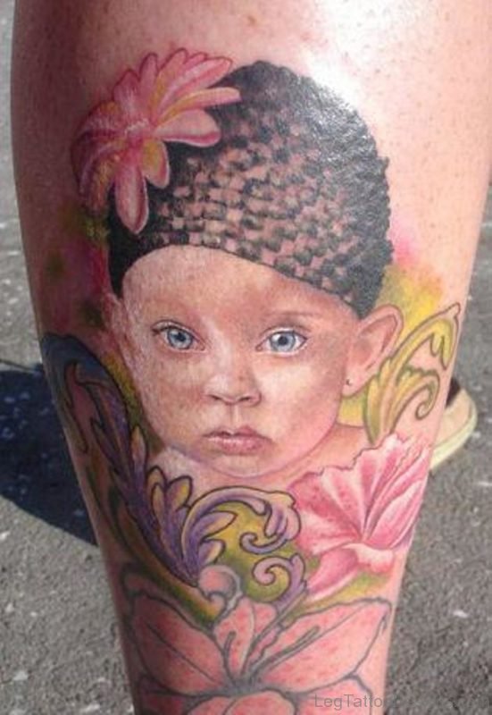 Sweet Baby Girl Portrait Tattoo