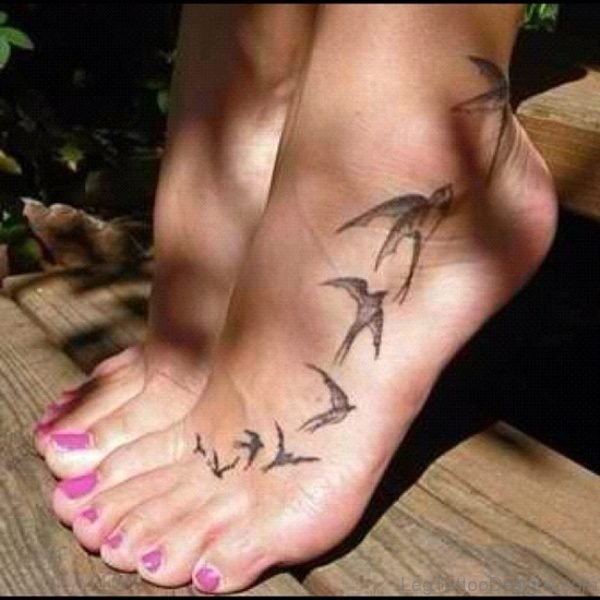 Sweet Bird Tattoo On Foot