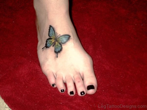 Sweet Butterfly Tattoo On Foot