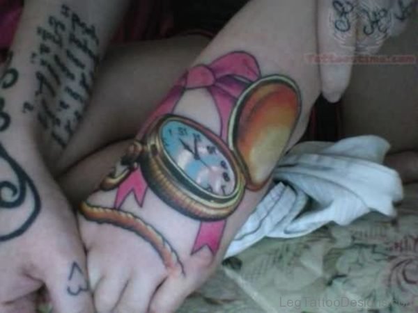 Sweet Clock Tattoo On Foot
