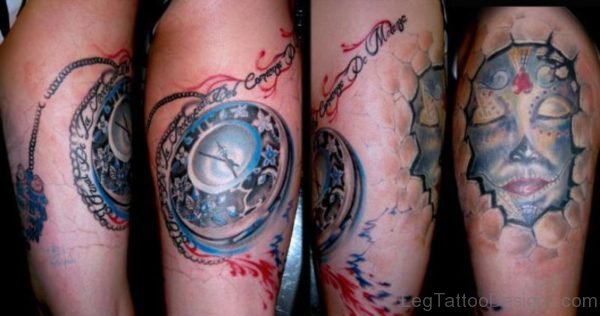 Sweet Clock Thigh Tattoo