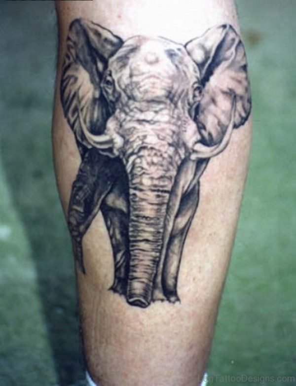 Sweet Elephant Tattoo On Leg