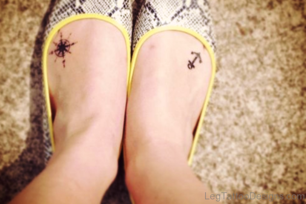Sweet Little Anchor Tattoo On Foot