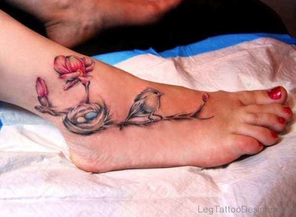 Sweet Little Bird Tattoo On Foot