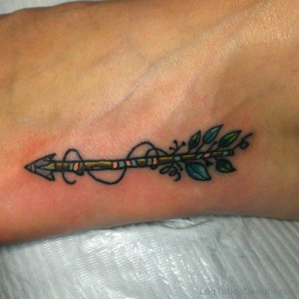 Swirl Arrow Tattoo On Foot