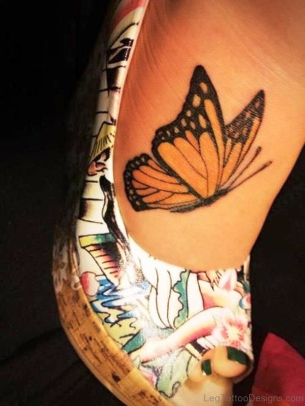 Terrific Butterfly Tattoo On Foot