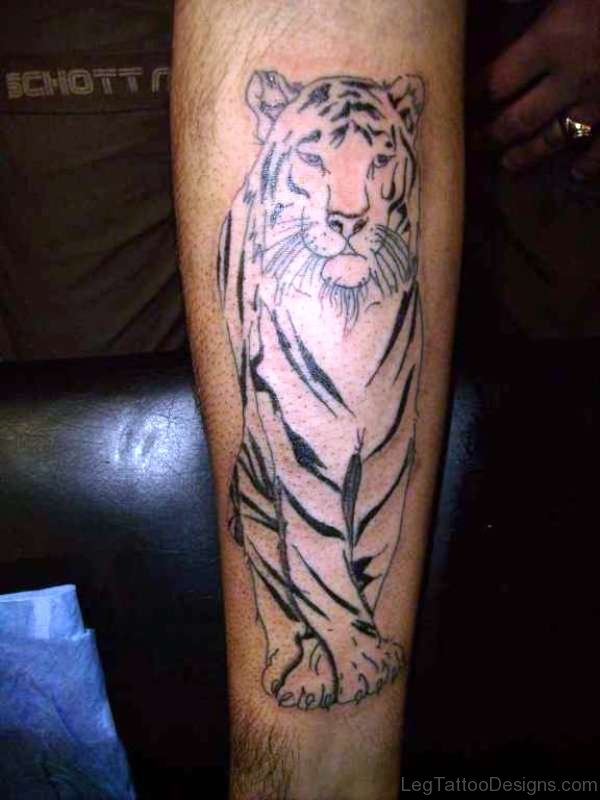 Tiger Tattoo On Calf
