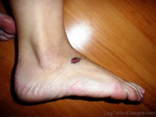 Tiny Ladybug Tattoo On Foot