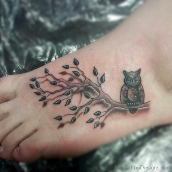 Tree And Owl Tattoo