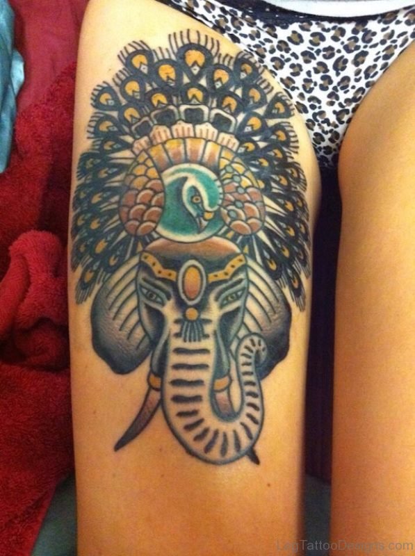 Trendy Peacock Tattoo