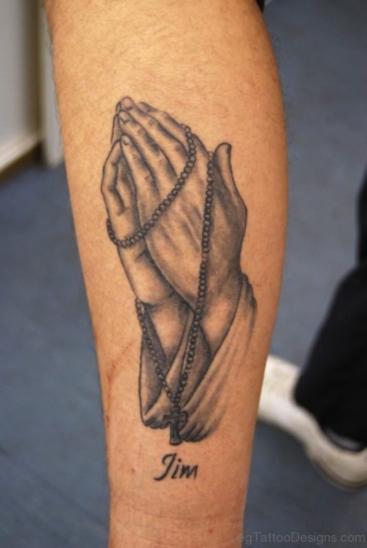 Trendy Praying Hands Tattoo