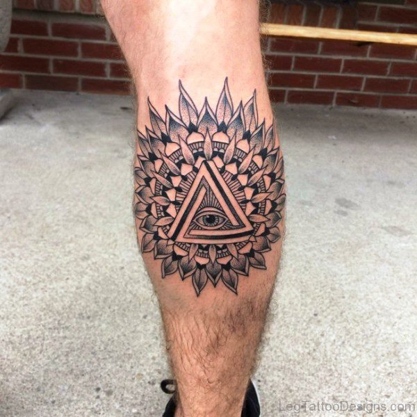 Triangle Eye Tattoo Design On Calf