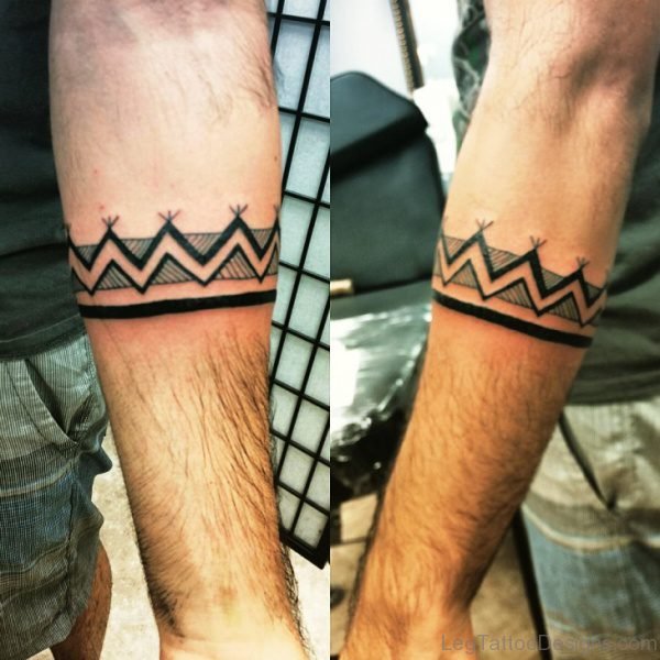 Tribal Band Tattoo On Leg
