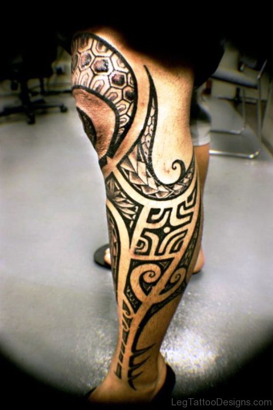 Tribal Calf Tattoo