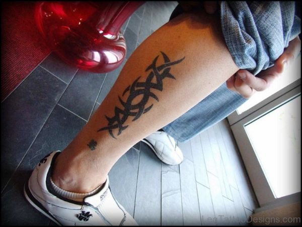 Tribal Calf Tattoo Design