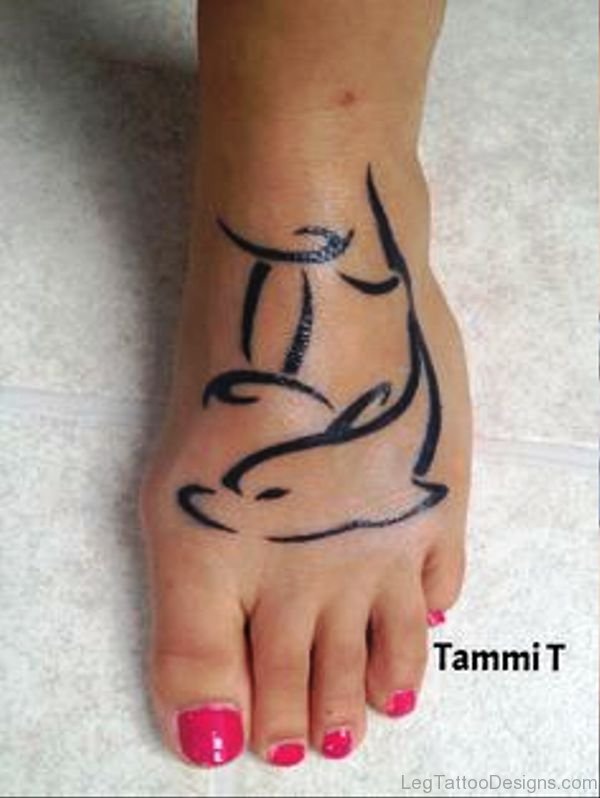 Tribal Dolphin Tattoo On Foot