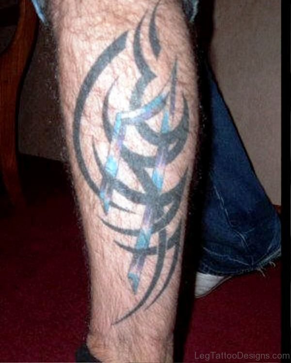 Tribal Tattoo On Calf Image