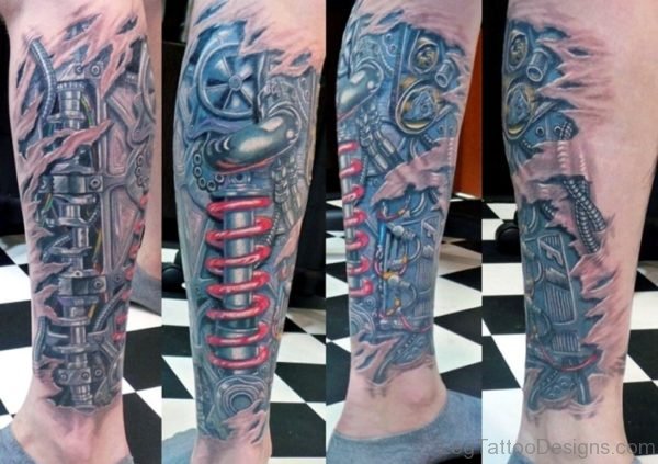 Ultimate Biomechanical Tattoo On LEg