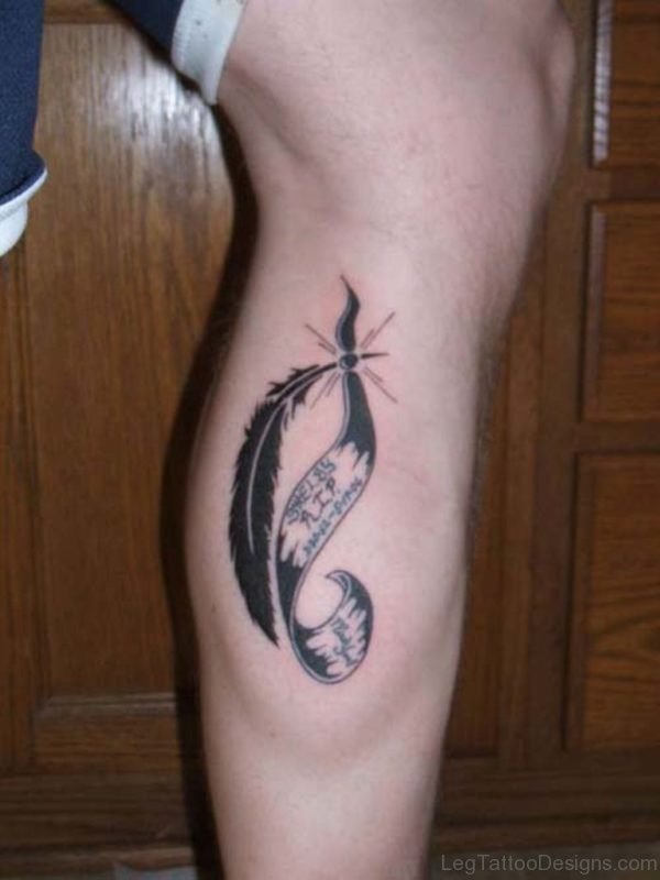 Ultimate Feather Tattoo On Leg