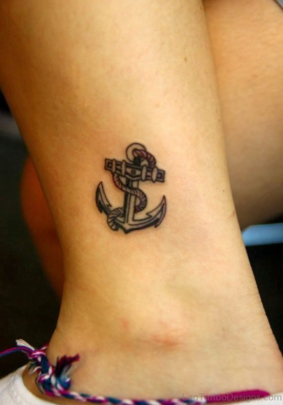 Unique Anchor Tattoo On Ankle