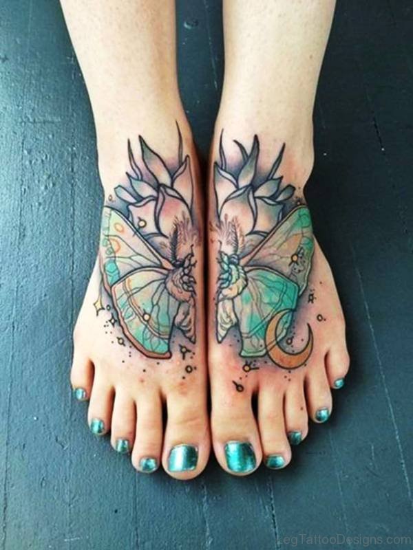 Unique Butterflies Tattoos On Feet