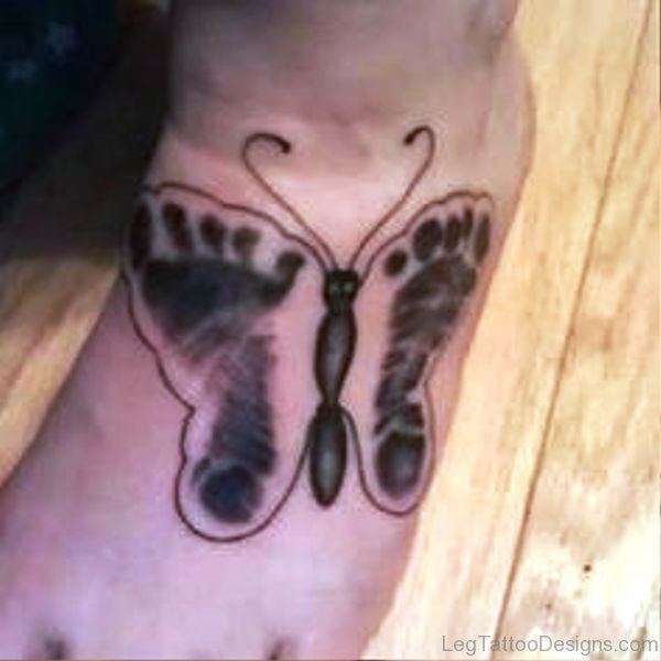 Unique Butterfly Tattoo Design On Foot