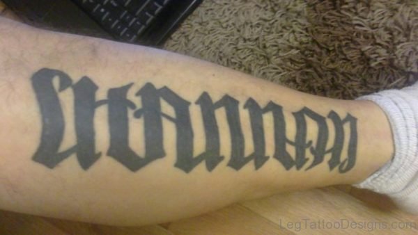 Unique Leg Ambigram Tattoo