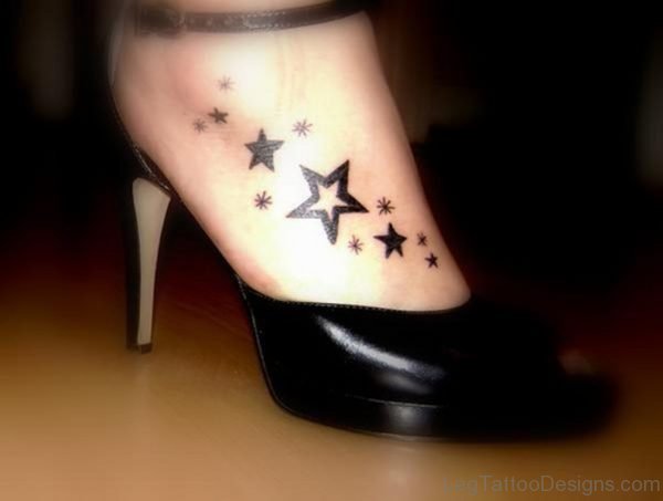 Unique Star Tattoo On Foot