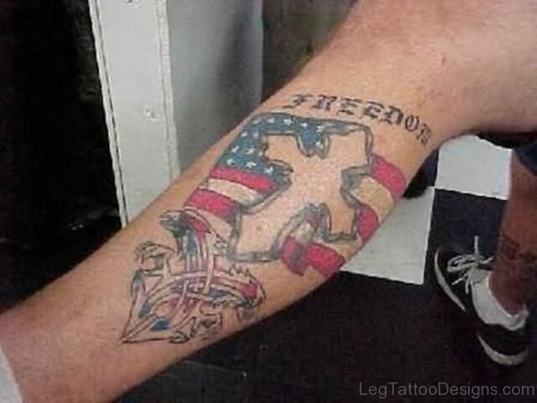 Usa Flag And Cross Tattoo