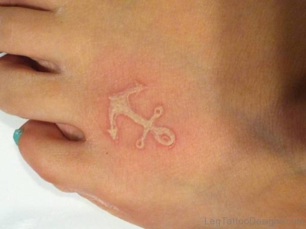 White Anchor Foot Tattoo