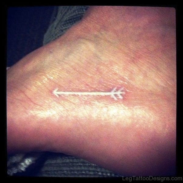 White Arrow Tattoo On Foot