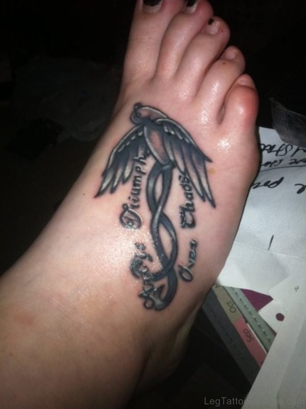 Wonderful Bird Tattoo On Foot