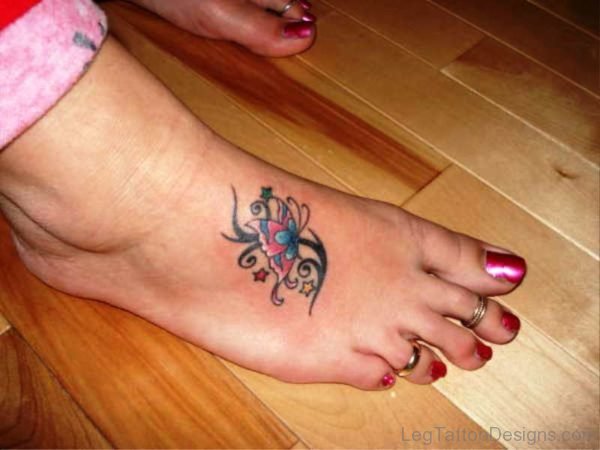 Wonderful Butterfly Tattoo On Foot