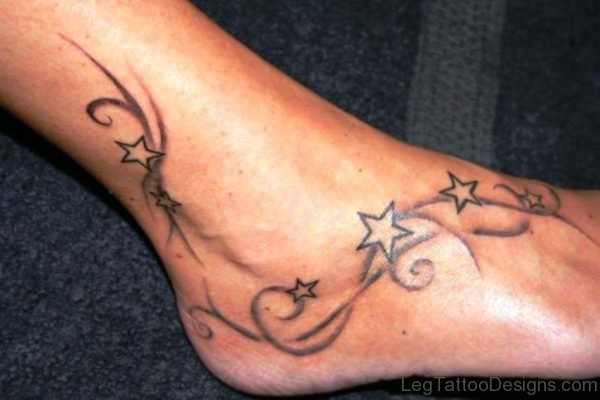 Wonderful Star Tattoo On Ankle