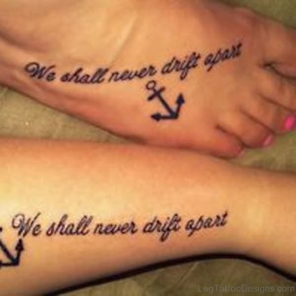 Wording Anchor Tattoo On Foot
