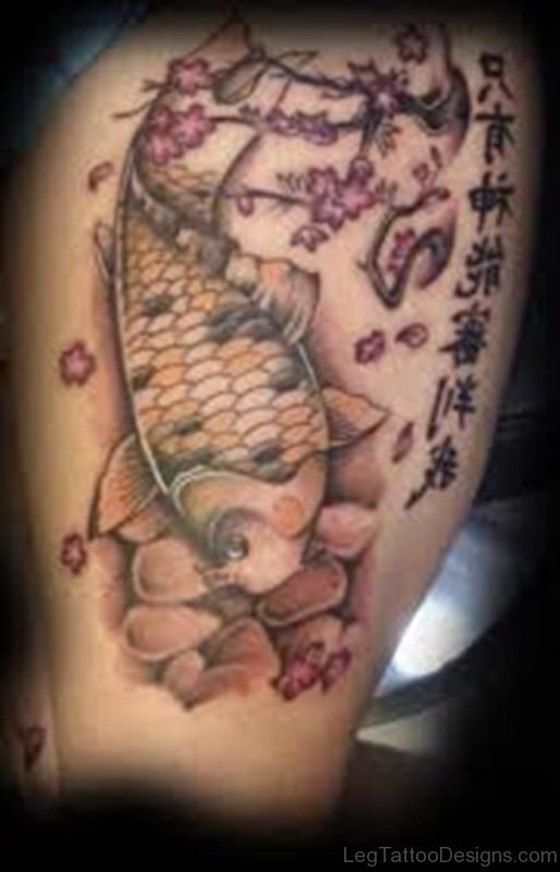 Wording And Fish Tattoo