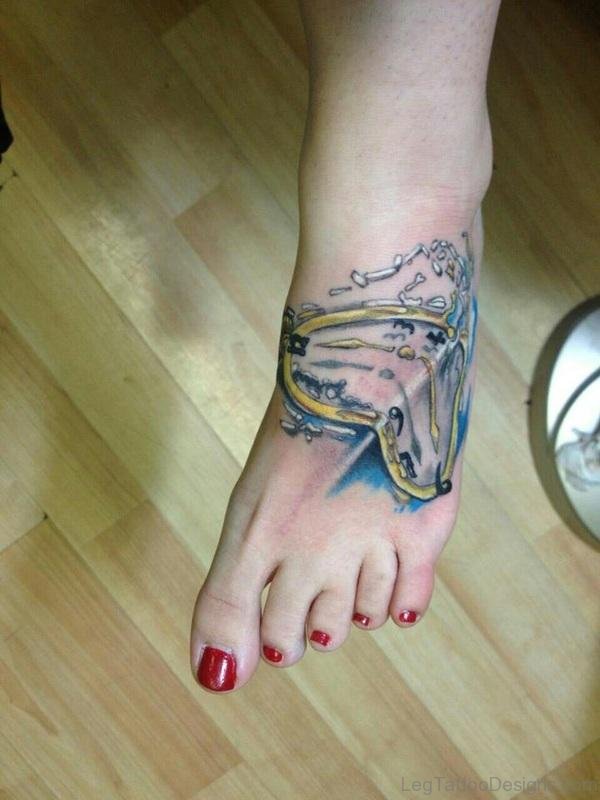 Yellow Dali Clock Tattoo