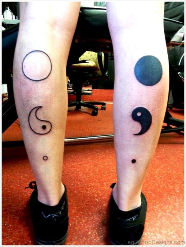 Yin Yang Tattoo Design On Calf