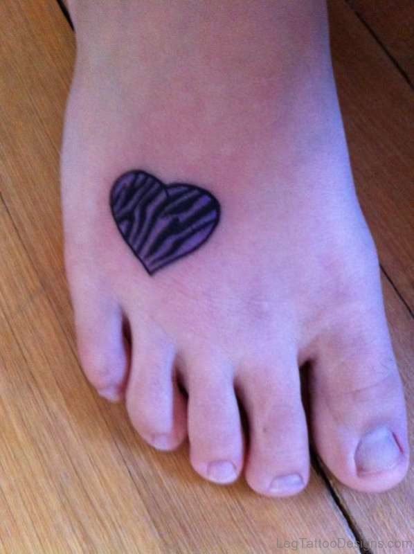 Zebra Heart Tattoo On Foot