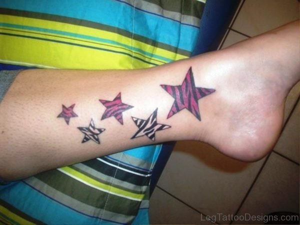 Zebra Star Tattoo On Ankle
