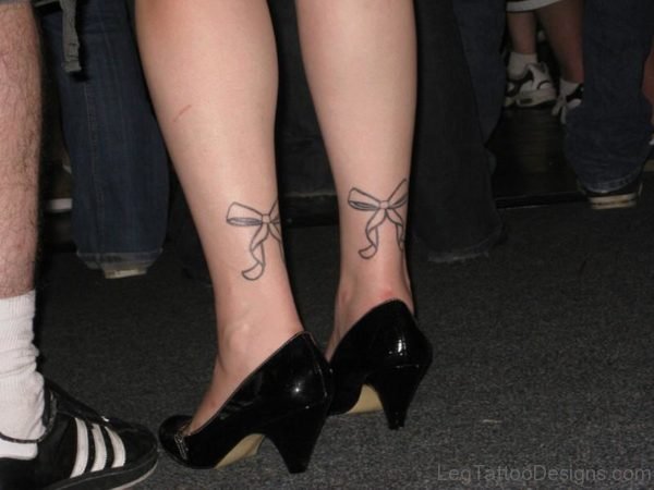 Feminine Twin Bow Tattoo On Ankle