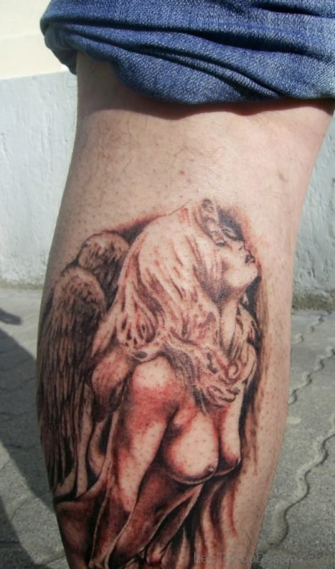 Ngel Girl Tattoo On Leg