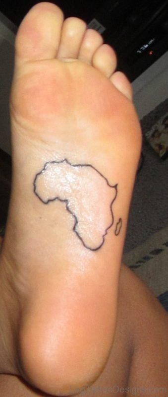 African Outline Map Tattoo On Under Foot