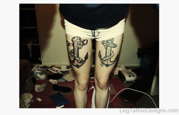 Amazing Anchor Tattoo On Thigh