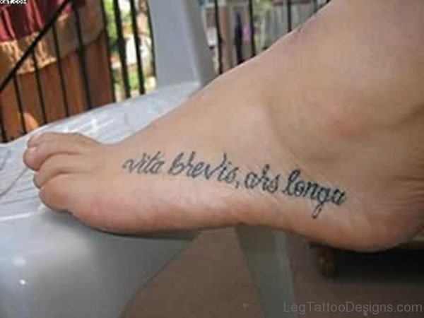 Amazing Latin Words Tattoos On Foot