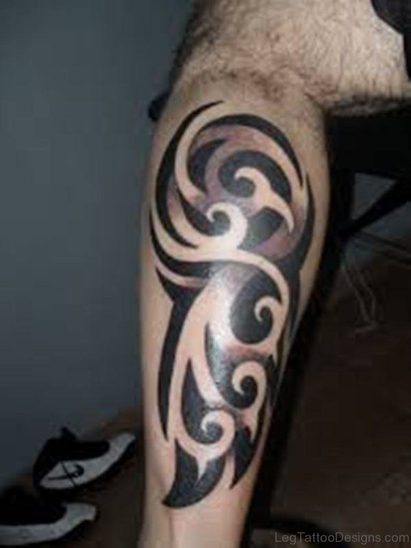 Amazing Leg Tribal Tattoo
