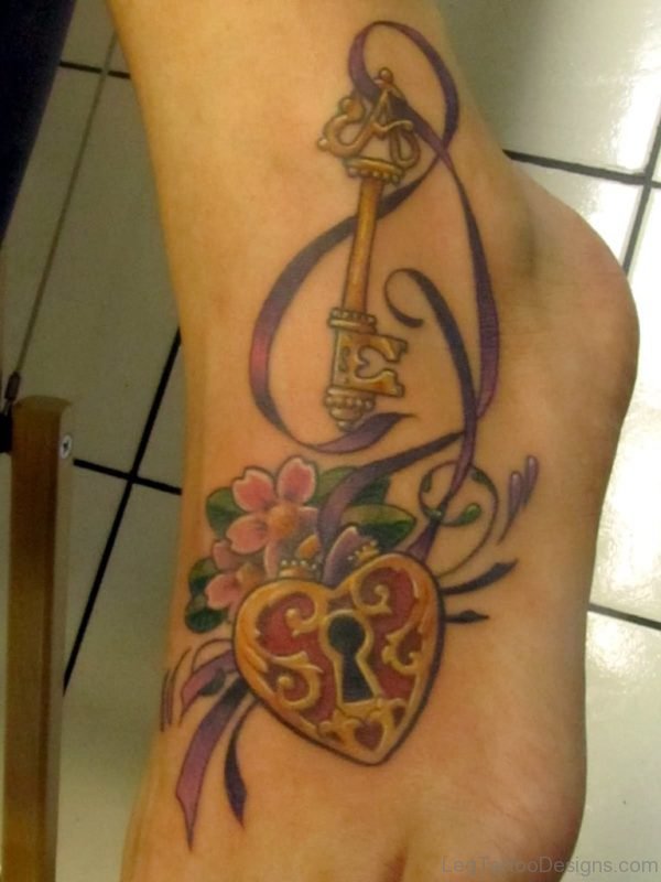 Amazing Lock And Key Tattoo