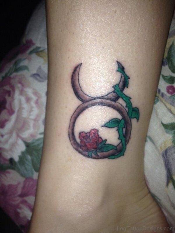 Amazing Taurus Tattoo On Ankle